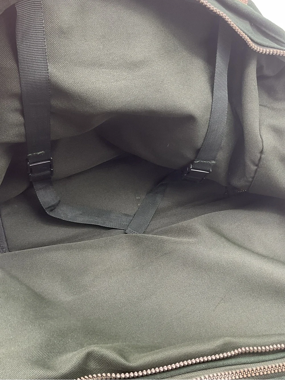 Tumi Dakota Green Canvas Duffel Suitcase with Brown Leather Trim